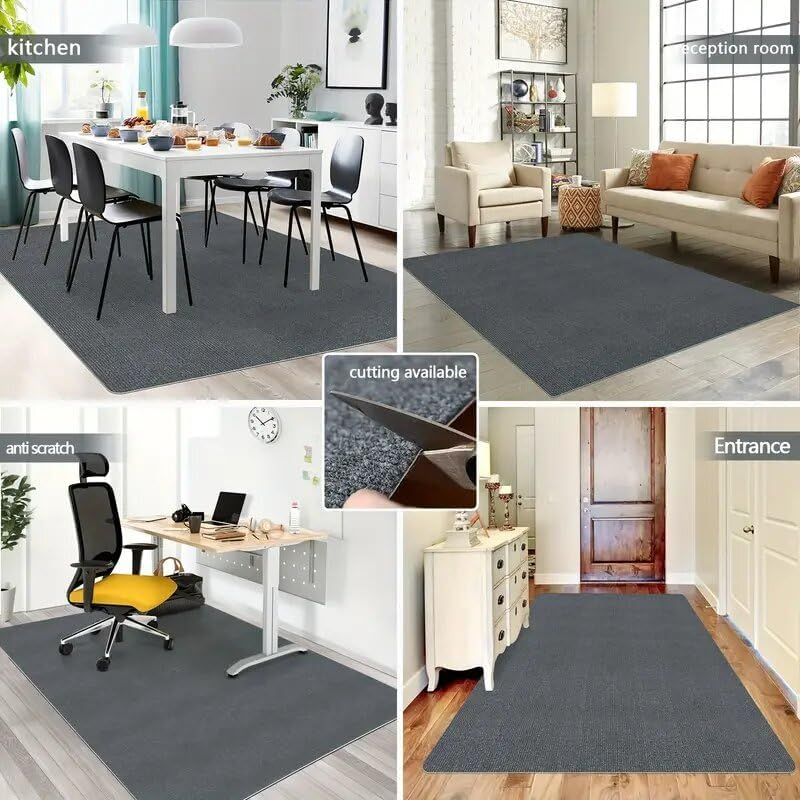 Office Chair Mat for Hardwood Floors or Carpet 140X180Cm - Non-Slip Office Mat for Rolling Chairs with TPR Rubber Backing, Heavy Duty & Cuttable Desk Floor Protector Mat for Home Office