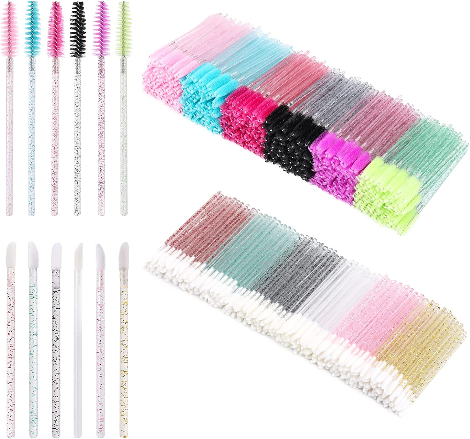 Tbestmax 600 Disposable Mascara Wand and Lipstick Applicator Wands Crystal Lip Gloss Brush Lash Spoolies for Eyelash Extensions image number 6