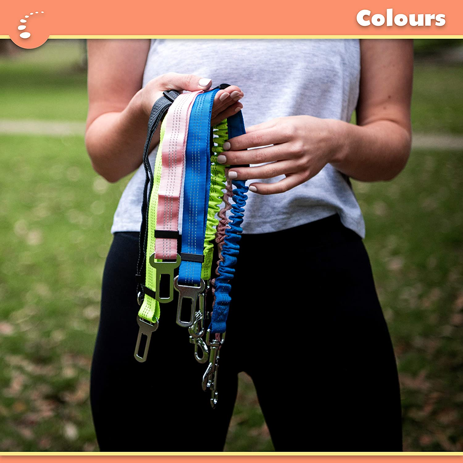 Zenify Dog Car Seat Belt Extendable Lead (2 Pack) - Bungee Leash for Dogs Puppies - Pet Adjustable Elastic Seatbelt Harness Vehicle Safety Birthday Road Trip Gift Idea (Green) - Green image number 3