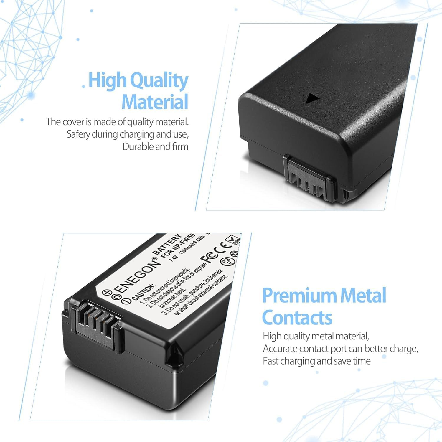 ENEGON 2X NP-FW50 Rechargeable Li-Ion Battery for Sony Alpha A3000 A5000 A5100 A55 A6000 A6100 A6300 A6400 A6500, Sony A7/A7Ii/A7S/A7Sii/A7R/A7Rii Rx10 Rx10Ii, Sony NEX 3/5/7 Series, Sony SLT-A Series image number 6