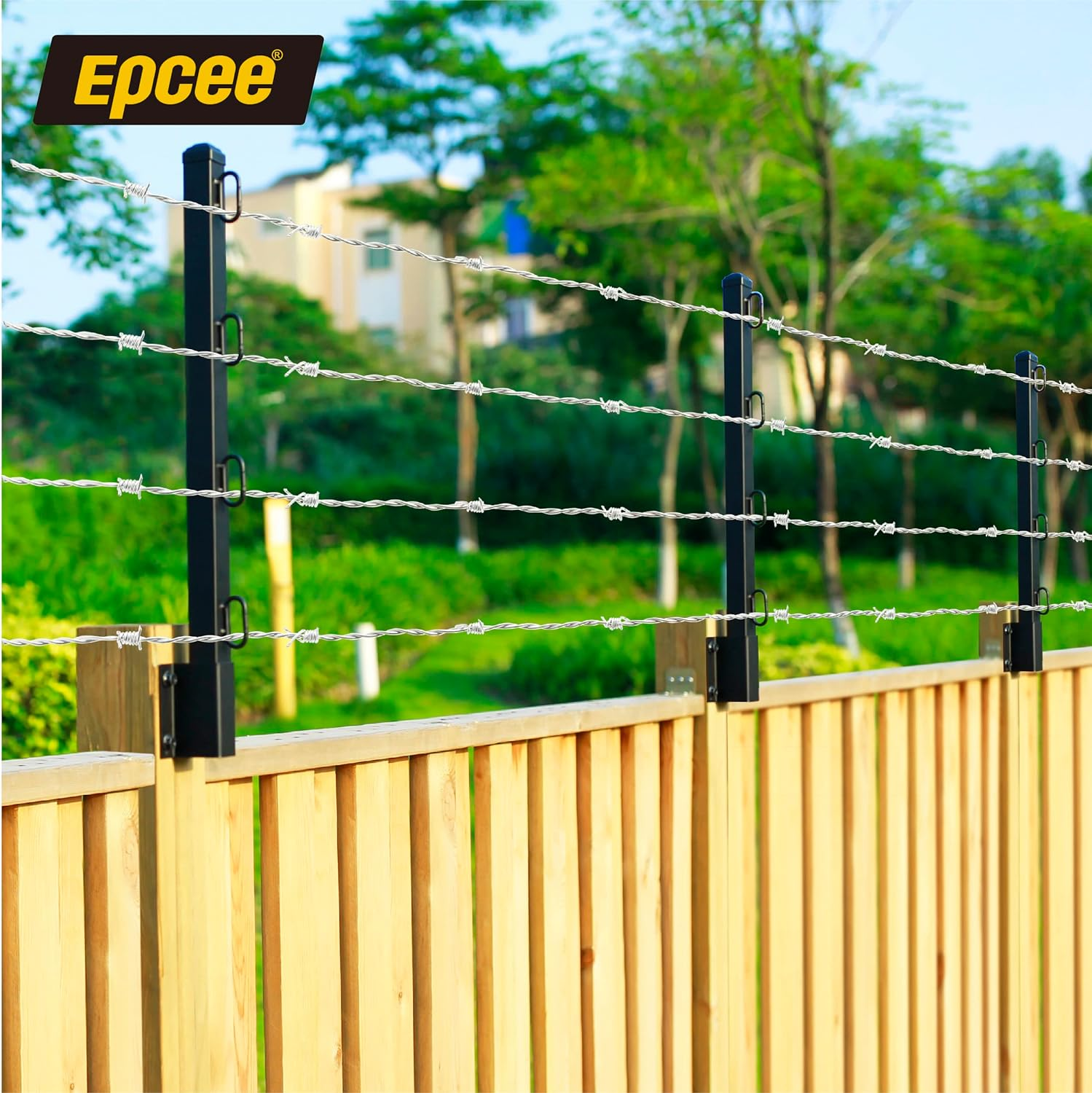 Fence Post Extender, 23.5" Fence Barbed Wire Extend Arm，For Outdoor Fences to Increase Height, Protect Privacy and Pets Jumping off (Concrete Wall-8 Pack) image number 3