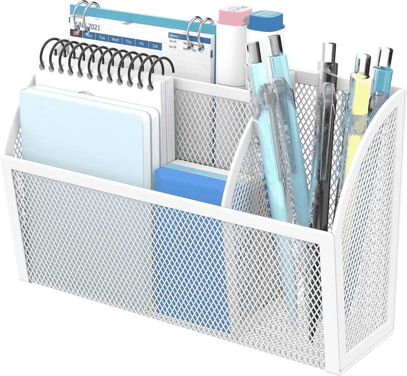 DALTACK Magnetic Pencil Holder for Whiteboard - 3-Grid Mesh Pen Organizer for Refrigerator, Locker Accessories - Office Shelf, Golden Yellow