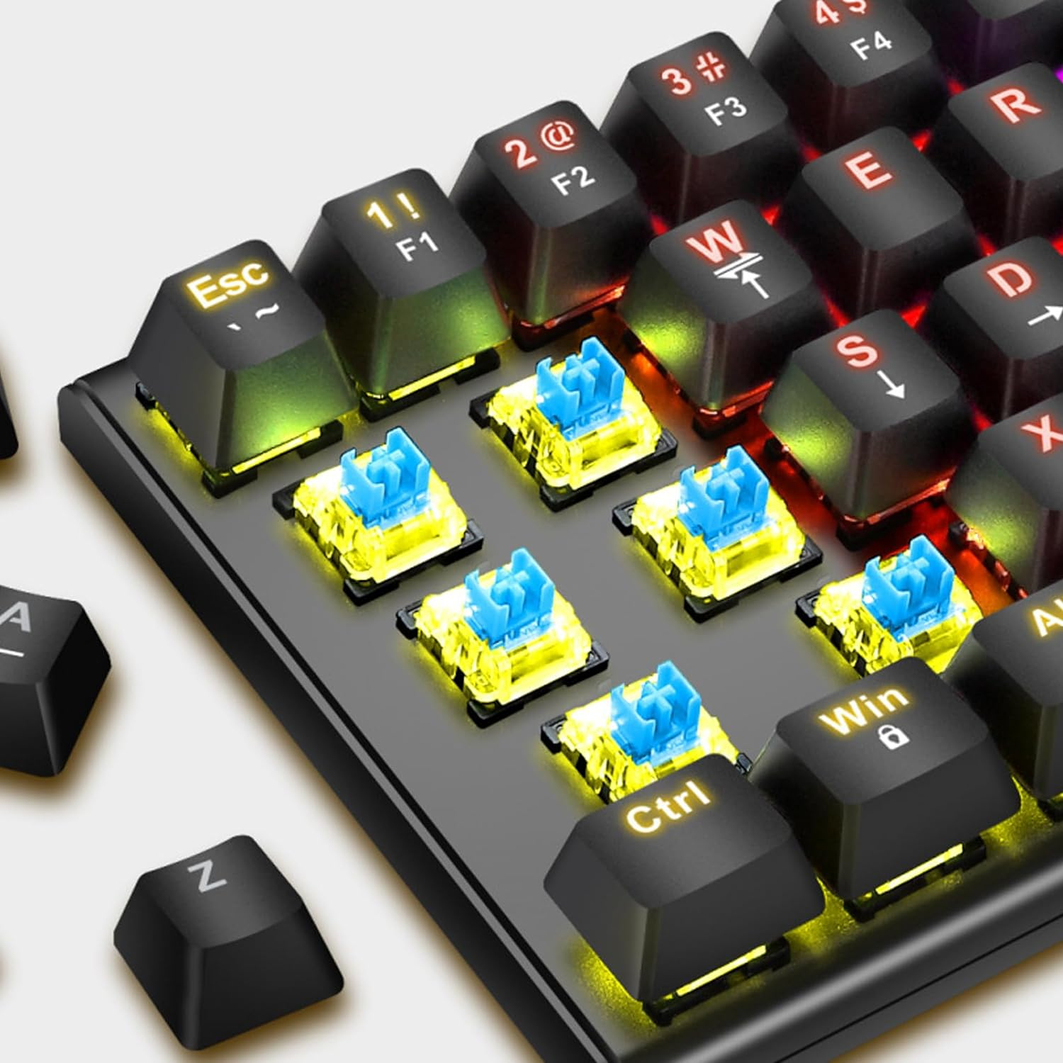 Portable Mechanical Gaming Keyboard, Ergonomic RGB Backlit Compact 63 Keys Keyboard, Blue Switch USB C Wired Computer Keyboard for PC Desktop Laptop image number 5