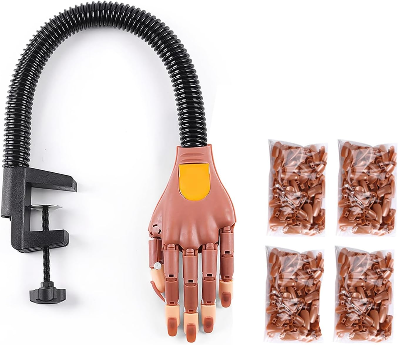 Nail Design Practice Hands, Finger Training, Flexible and Adjustable Hand Training, with 400 Fake Nails