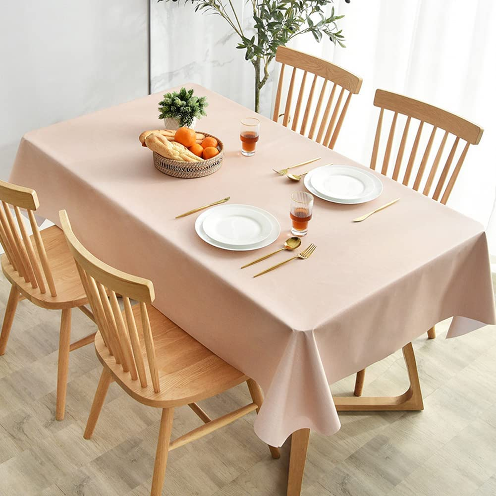 Waterproof Vinyl Tablecloths, Heavy Weight Oil Proof Wipe Clean PVC Table Cloth Plastic Table Cover for Kitchen Dining Table Indoor and Outdoor Use, 140 * 220Cm(55" X 86")