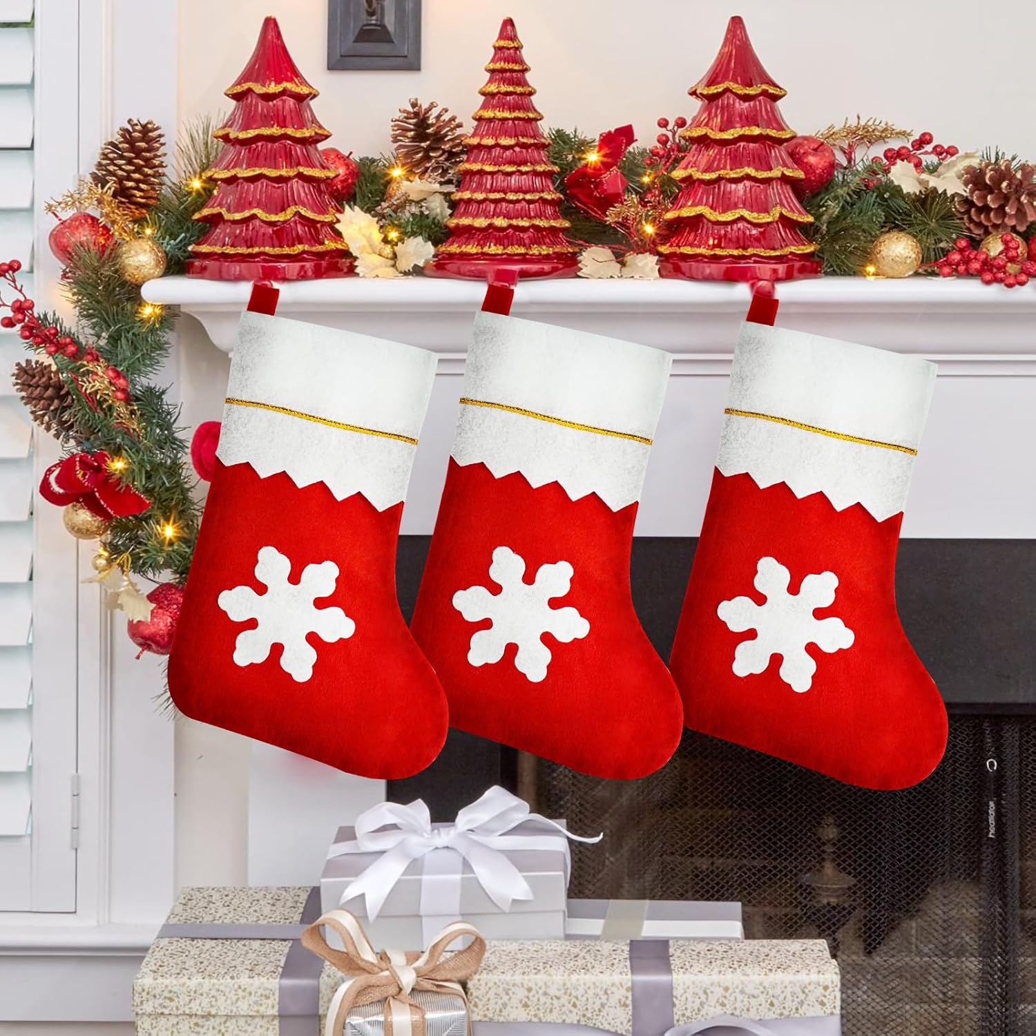 100 Pieces Red Felt Christmas Stockings image number 6