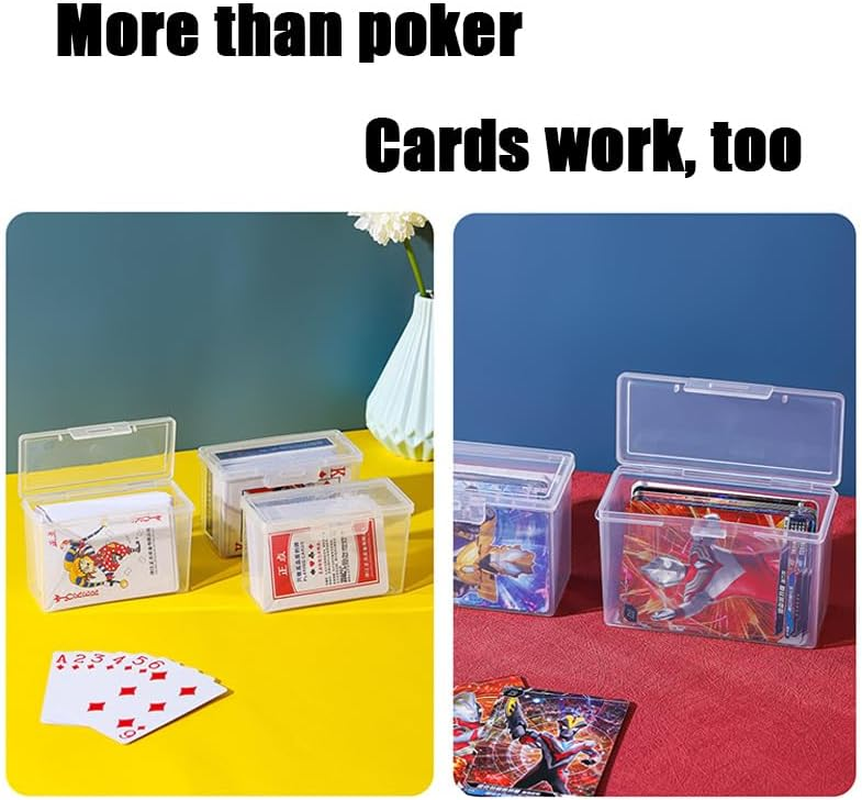 6Pcs Plastic Playing Card Case Holder,Blank Playing Card Case Clear Card Deck Box Snaps Closed,Empty Plastic Storage Box Card Holder Organizer for Bank Card, Business Card, Game Card