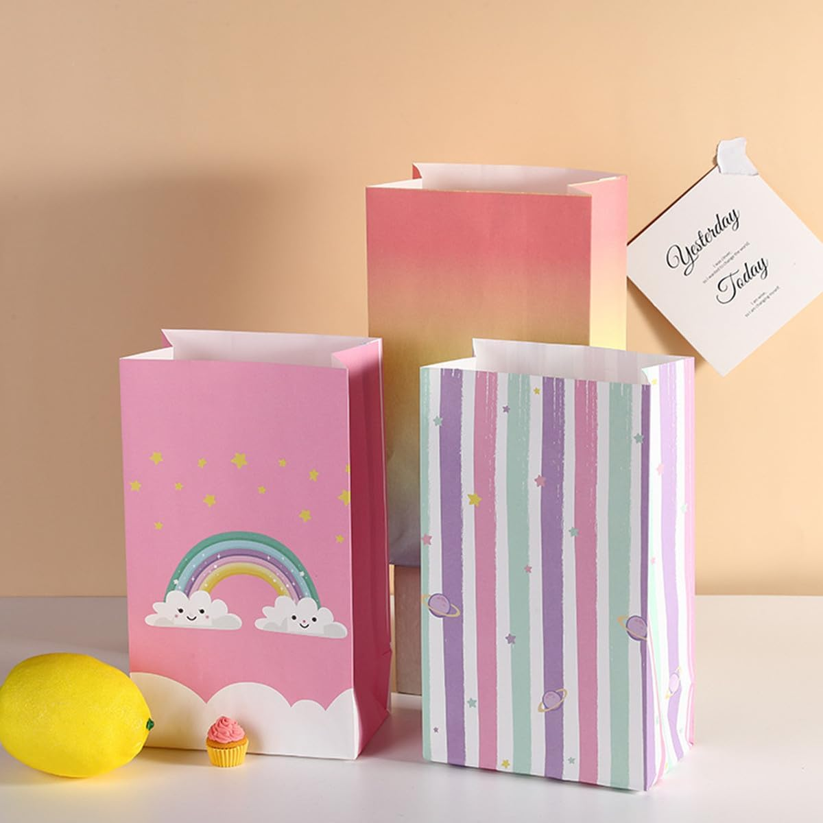 OSYLICT 24PCS Party Gift Bag with Thank You Stickers, Wrapping Gift Paper Bags for Kids Girls Boys Birthday Bags Party Bags Wedding Favor Bags image number 5