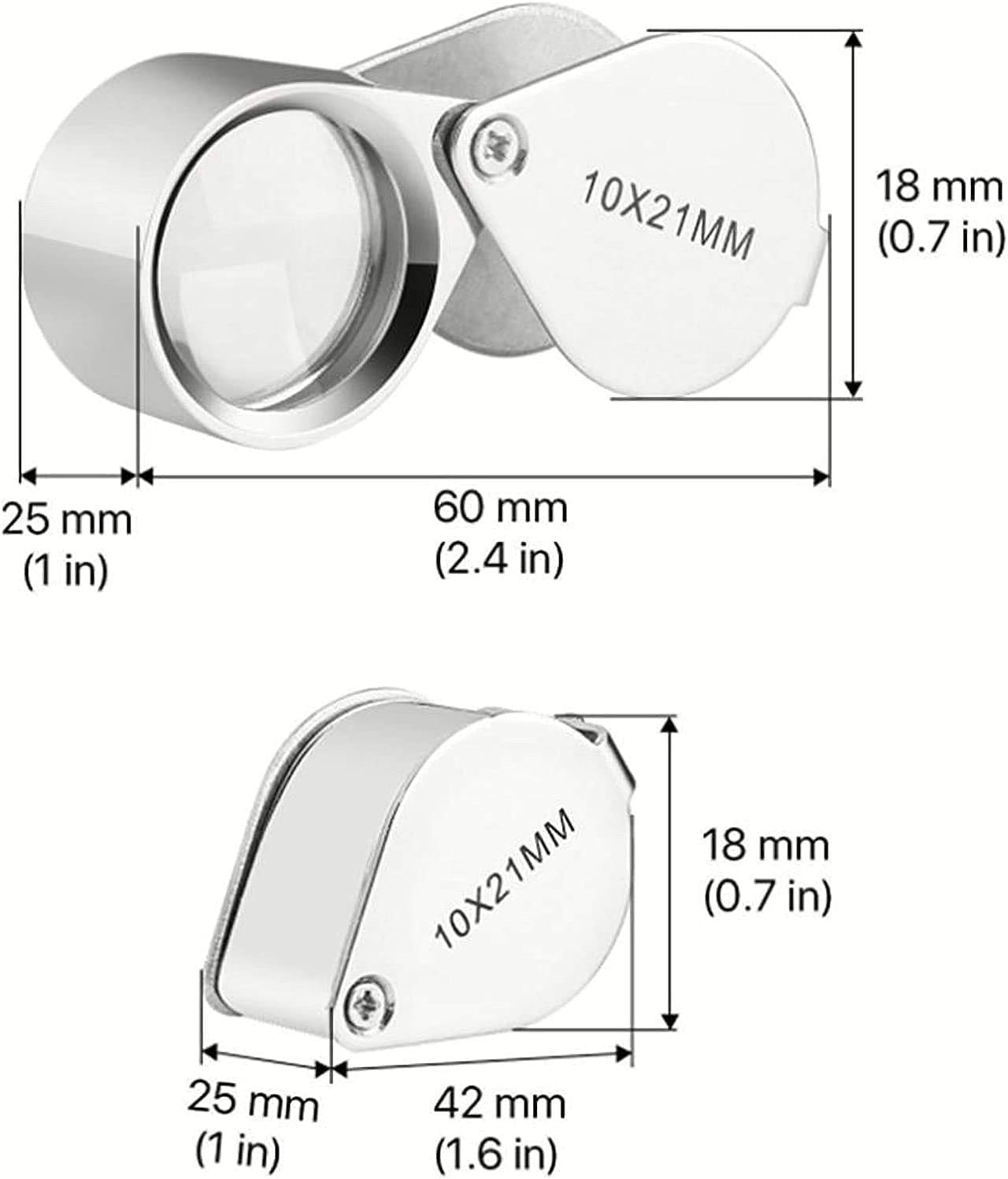 Magnifying Glass, Jewelers Loupe Magnifier Pocket Foldable 10X 21Mm Jewelry Eye Magnifying Glass Magnifier for Jewelry, Coins, Gems, Stamps, Watches Supplies image number 4