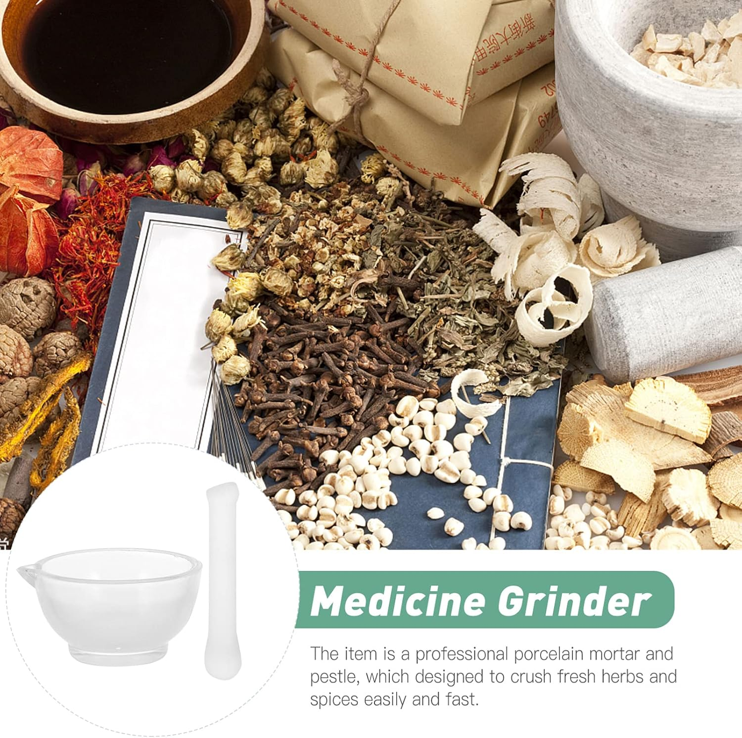 POPETPOP Peppermills Pepper Glass and Pestle Set Heavy Duty Glass Pill Crusher Pesto Powder Bowl Chemical Lab Equipment Supplies Pepper Mills Grinders image number 2