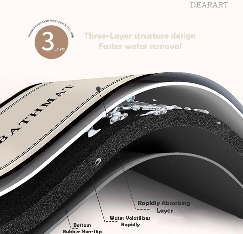 DEARART Bath Mat Bathroom Rug 60''W X 40''L Cm, Non Slip Absorbent Rugs, Thick Mats Carpet for Bathroom Floor Water Absorption, Comfortable and Dry Quickly, Set-5 image number 1