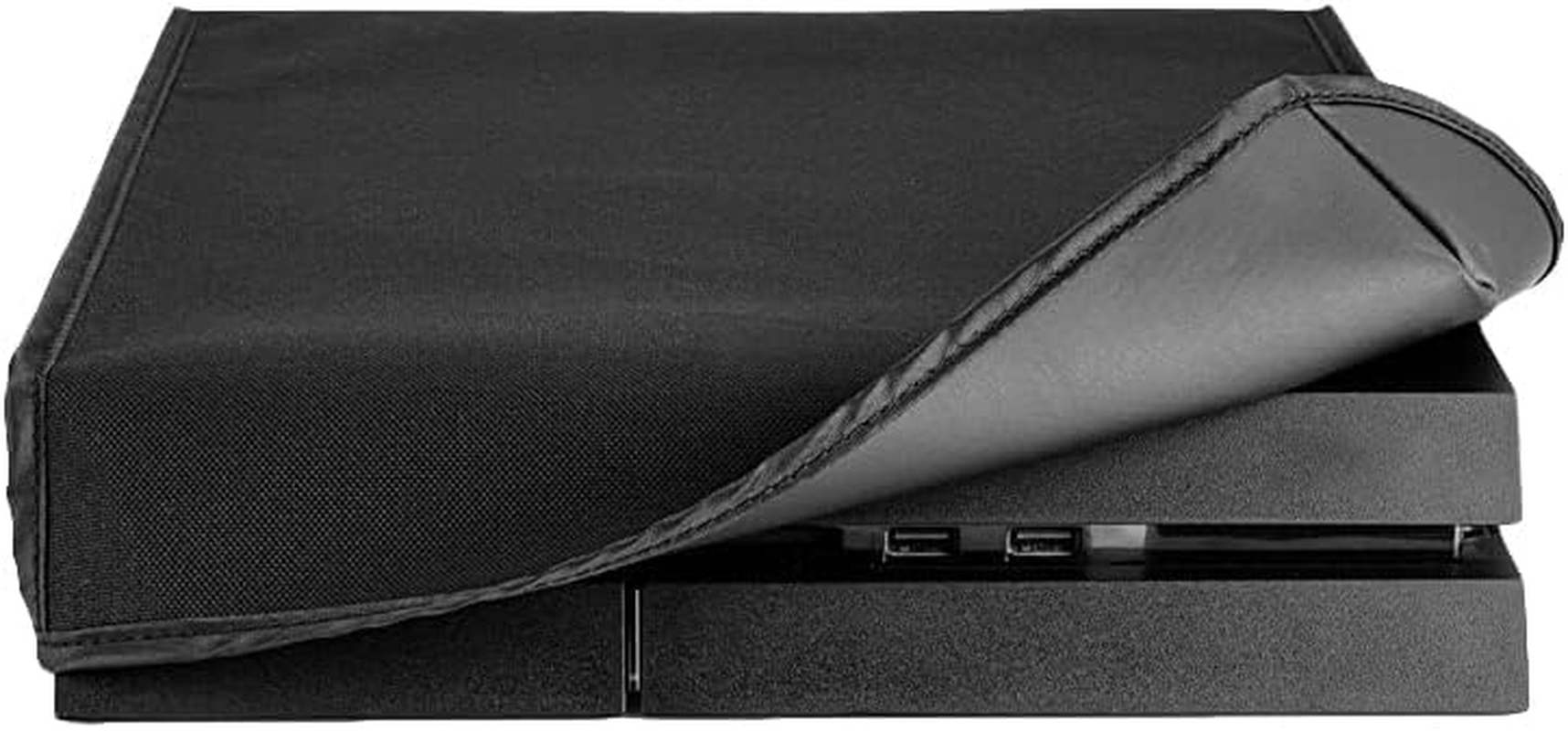 Extremerate Black Horizontal Dust Cover for PS4 Console Custom Designed Double Layer Soft Neat Lining Waterproof Dustproof Precision Cut Easy Access Cable Port