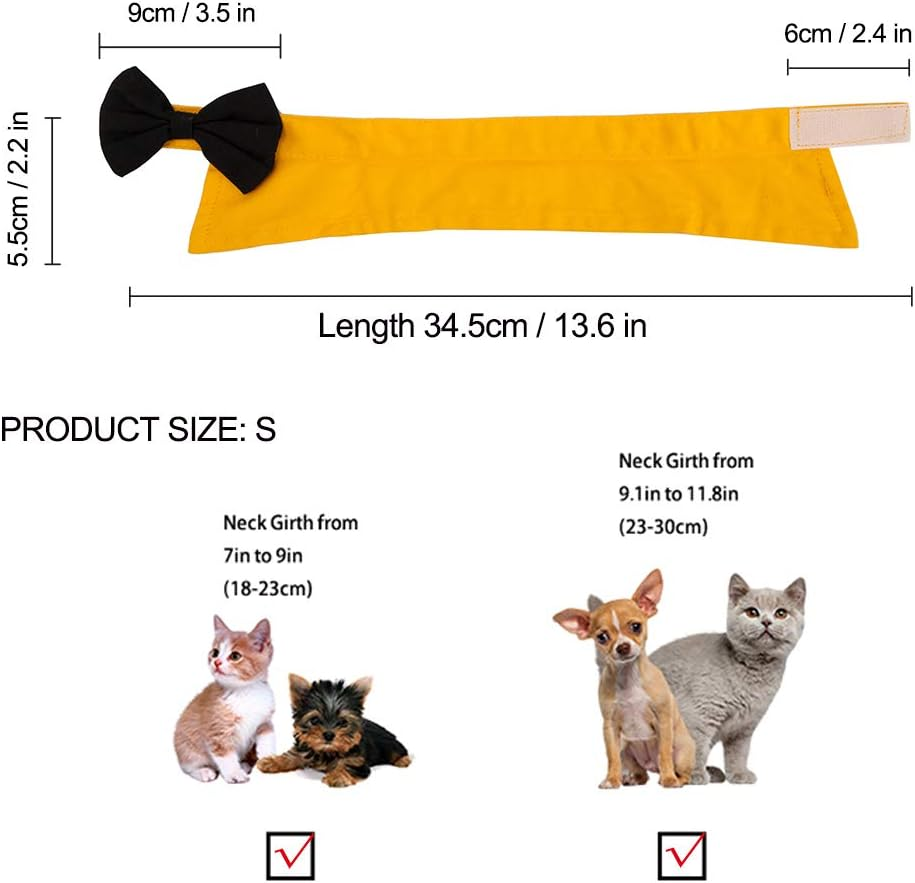 ZTON Handcrafted Adjustable Formal Pet Bowtie Collar Neck Tie for Dogs & Cats (S, Black 1) image number 5