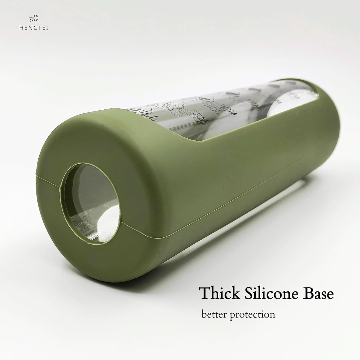 1Litre Glass Drink Bottle with Silicone Sleeve, Borosilicate Glass Water Bottle with Time Markings and Bamboo Lid, Wide Mouth (Army Green Silicone Sleeve, 1000Ml) - Dark Blue Silicone Sleeve image number 5