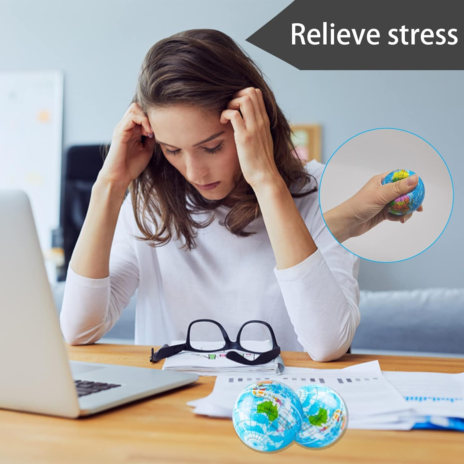 24 PCS Globe Squeeze Balls,2.5 Inch Globe Bouncy Ball Earth Squishy Ball,Mini Foam Globe Squeeze Stress Balls image number 1