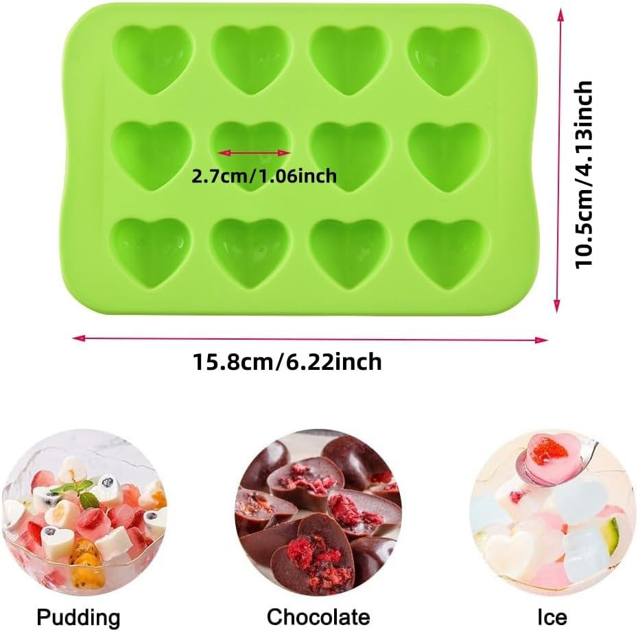 3 Packs 12 Cavities Heart Shaped Silicone Mold, Mini Muffin Pan for Chocolate Cake Jelly Pudding Handmade Soap Mould Candy Making image number 5