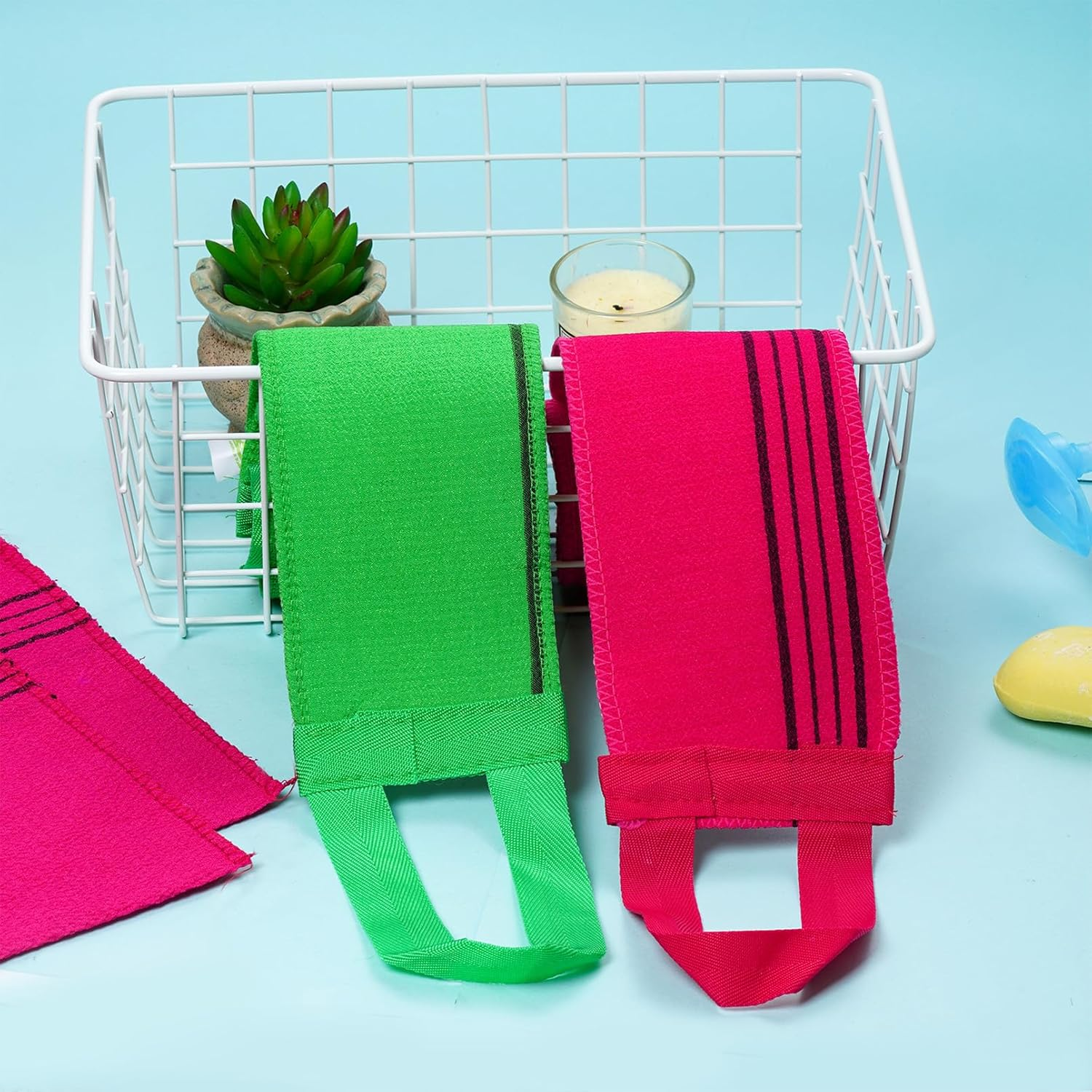 6Pcs Korean Exfoliating Mitt and Washcloth Body Back Scrubber Asian Exfoliating Bath Washcloth for Women Men Shower Washing image number 1