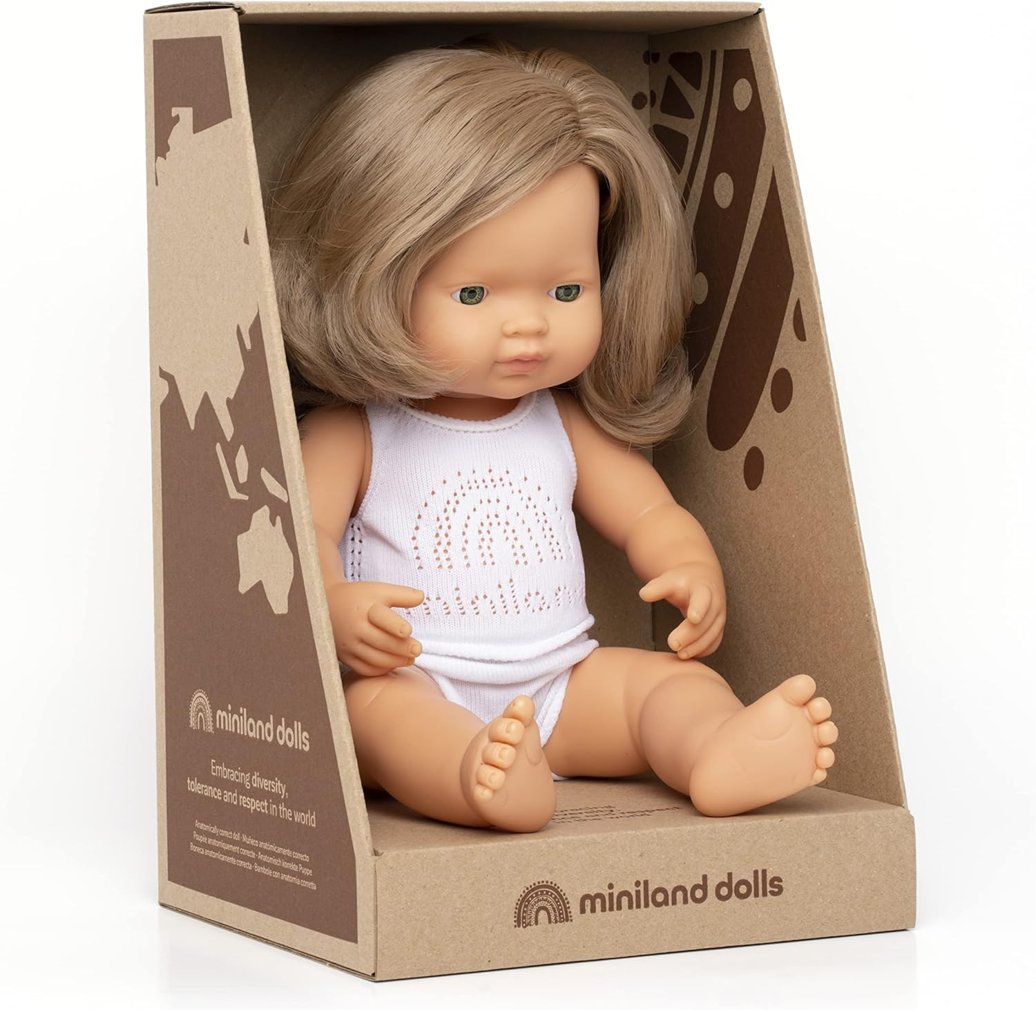 Miniland - Baby Doll - Caucasian Dark Blonde Girl image number 1