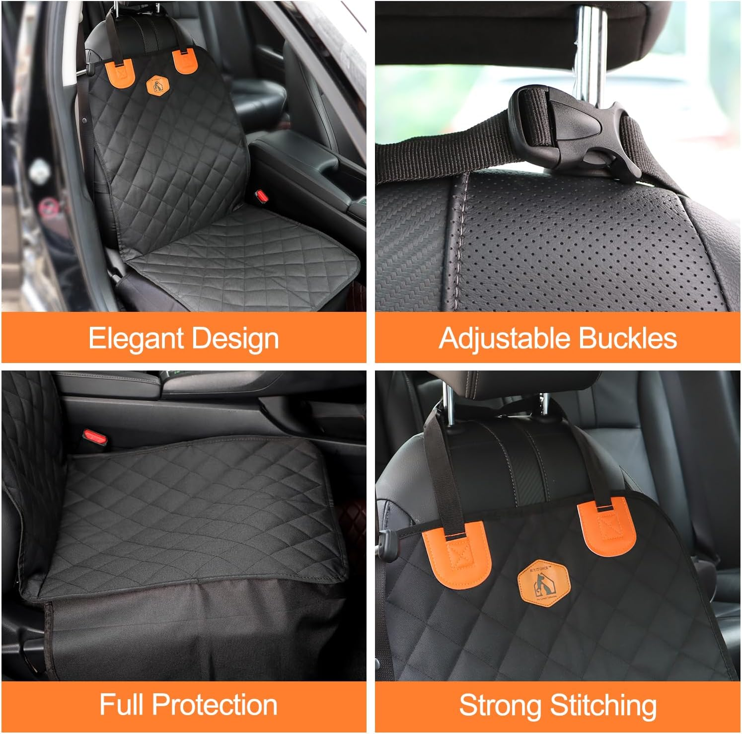 Dog Car Seat Cover, Pet Front Seat Protector, Nonslip Scratchproof Durable & Padded, Pet Hair Resistant Blankets, Standard Seat Covers for SUV, Jeeps and Trucks