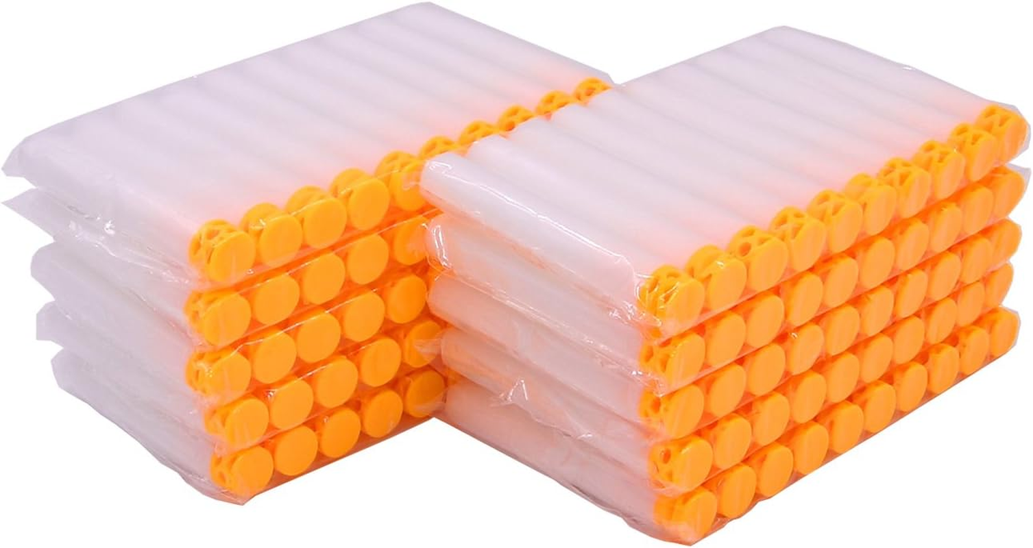 EKIND 200 Pcs Waffles Darts Refill Pack Foam Bullet Compatible for NERF N-Strike Series Blaster (Glow at Dark, White) image number 2