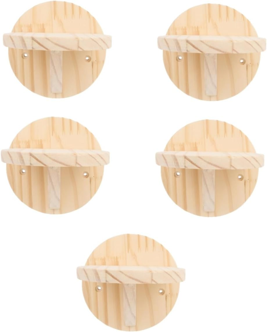 FRCOLOR 5Pcs Wall Cat Jumping Platform Wood Cat Shelf Accessories Safe Climbing Board Wood Shelves Wall Rack Shelf Perch Wooden Climbing Board Household image number 2