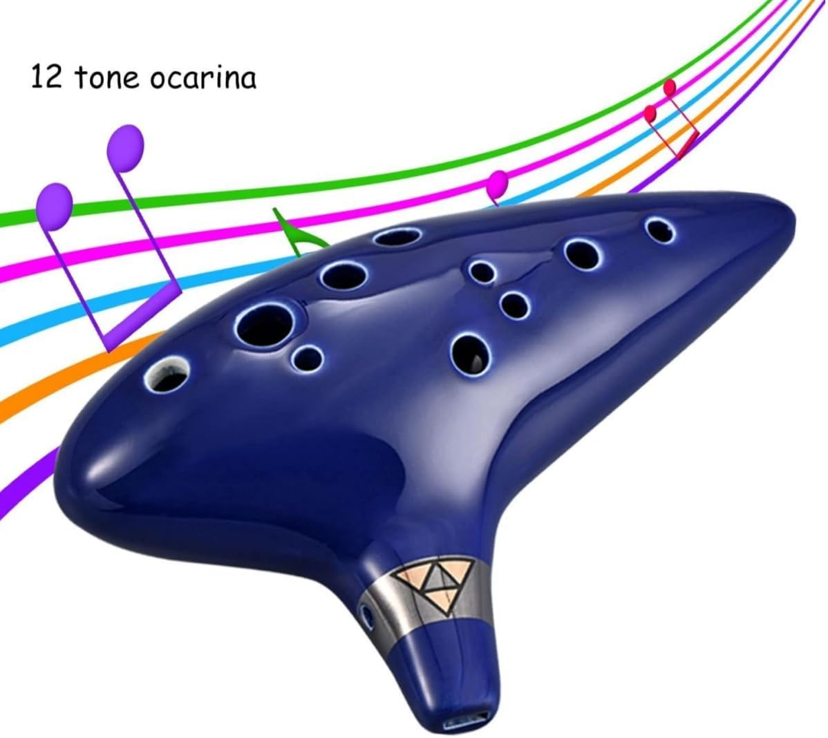 Ocarina Instrument 12 Hole Alto C Ceramic Ocarina with Songbook Bag Display Stand,Musical Instrument Kids Adults