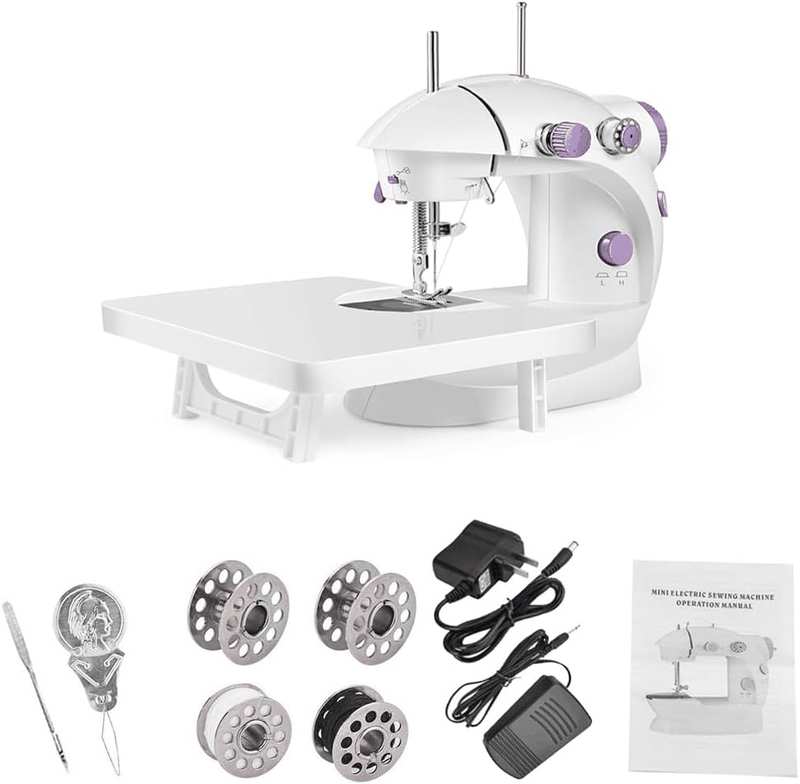 Mini Sewing Machine for Beginner, Dual Speed Portable Electric Sewing Machine with Extension Table, Light, Sewing Kit for Household, Travel Automatic Sewing Machine image number 3