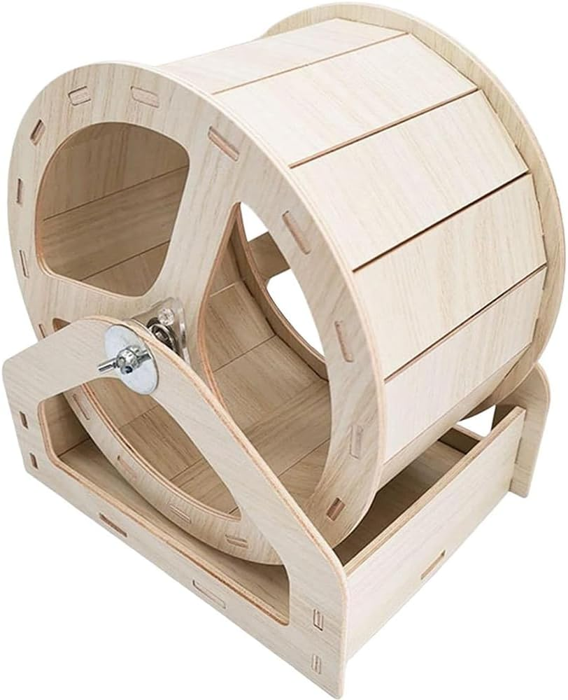 Wooden Hamster Wheel, Small Pet Exercise Wheel for Hamsters, Gerbils and Mice, Silent Small Animal Running Wheel Toy and Cage Accessory image number 2
