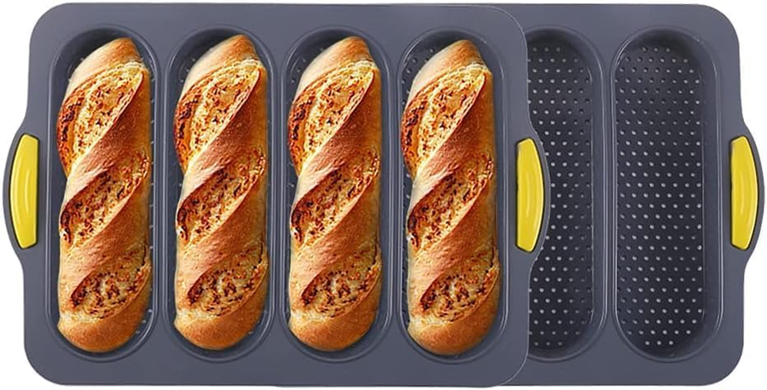 Silicone Loaf Pan Baking Pan for Baking French Baguettes/Hot Dog Buns,Silicone Baguette Pan,Nonstick 3 Wave Loaves French Toast Bread Baking Tray Bake Mold,Diy Making Cake Baking Mould image number 5
