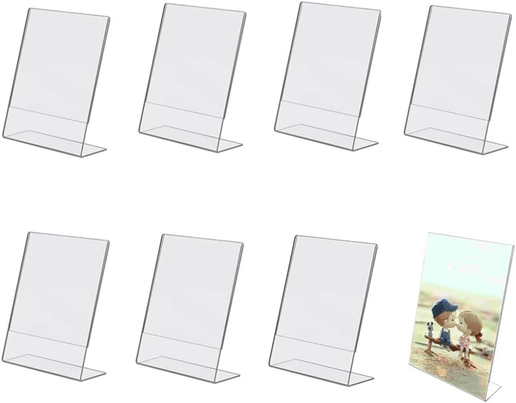 Naisfei 8 Pack Acrylic Sign Holder, A6 Plastic Flyer Display Holder, Slant Back Clear Paper, Document Menu Table Transparent Stand for Restaurants Hotels Menu Stores Office image number 4