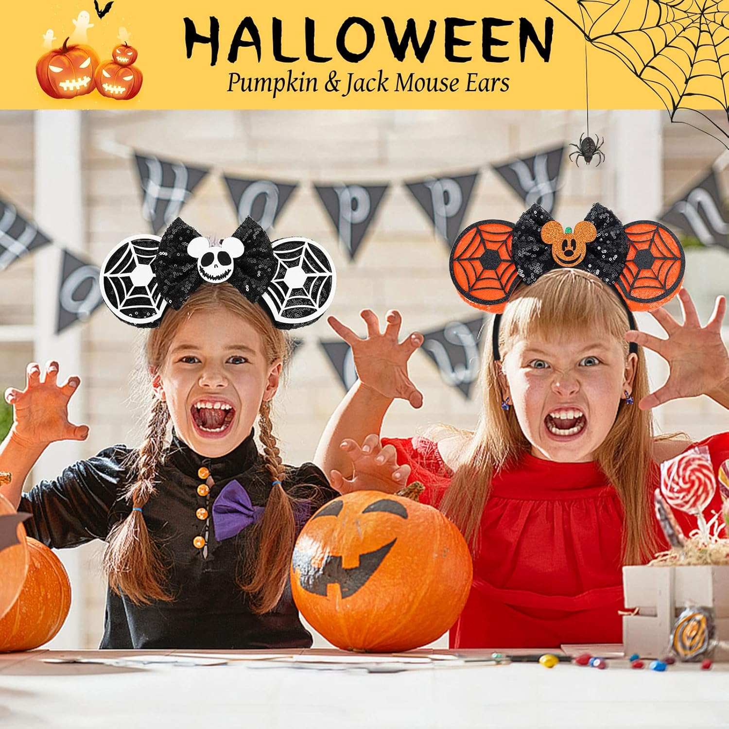 ETLUK Mouse Ears Headbands, 2 PCS Bow Headband, Classic Shiny Bow Cute Headbands for Women, Girls image number 1