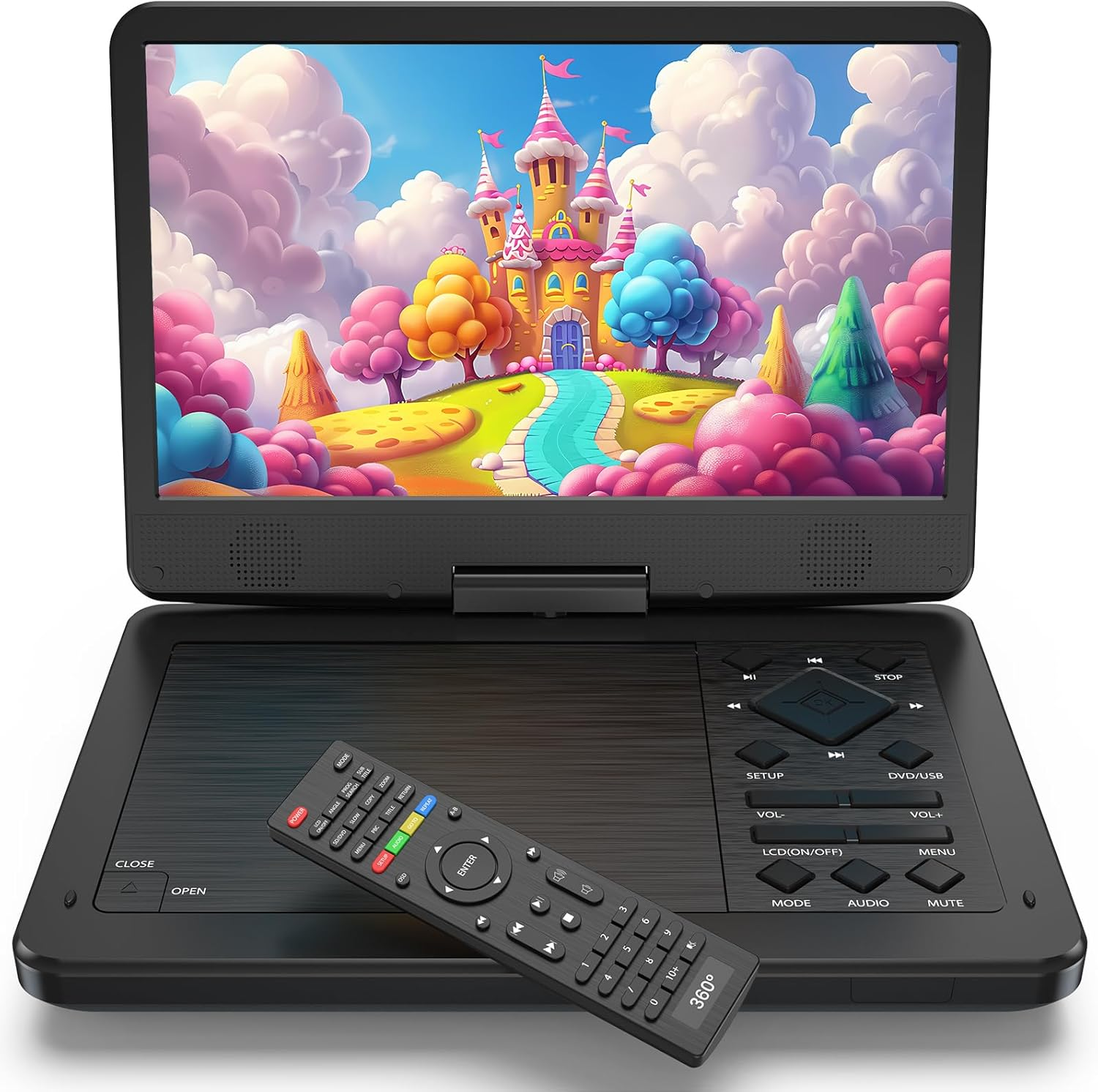 12.5 Inch Portable DVD Player, Seamless 360&deg; Remote Domination,10.1" IPS HD Screen, 5-Hour Battery Life, Last Memory Feature, CD/DVD/SD/USB Support, with Car Headrest Mount,Regions Free image number 3