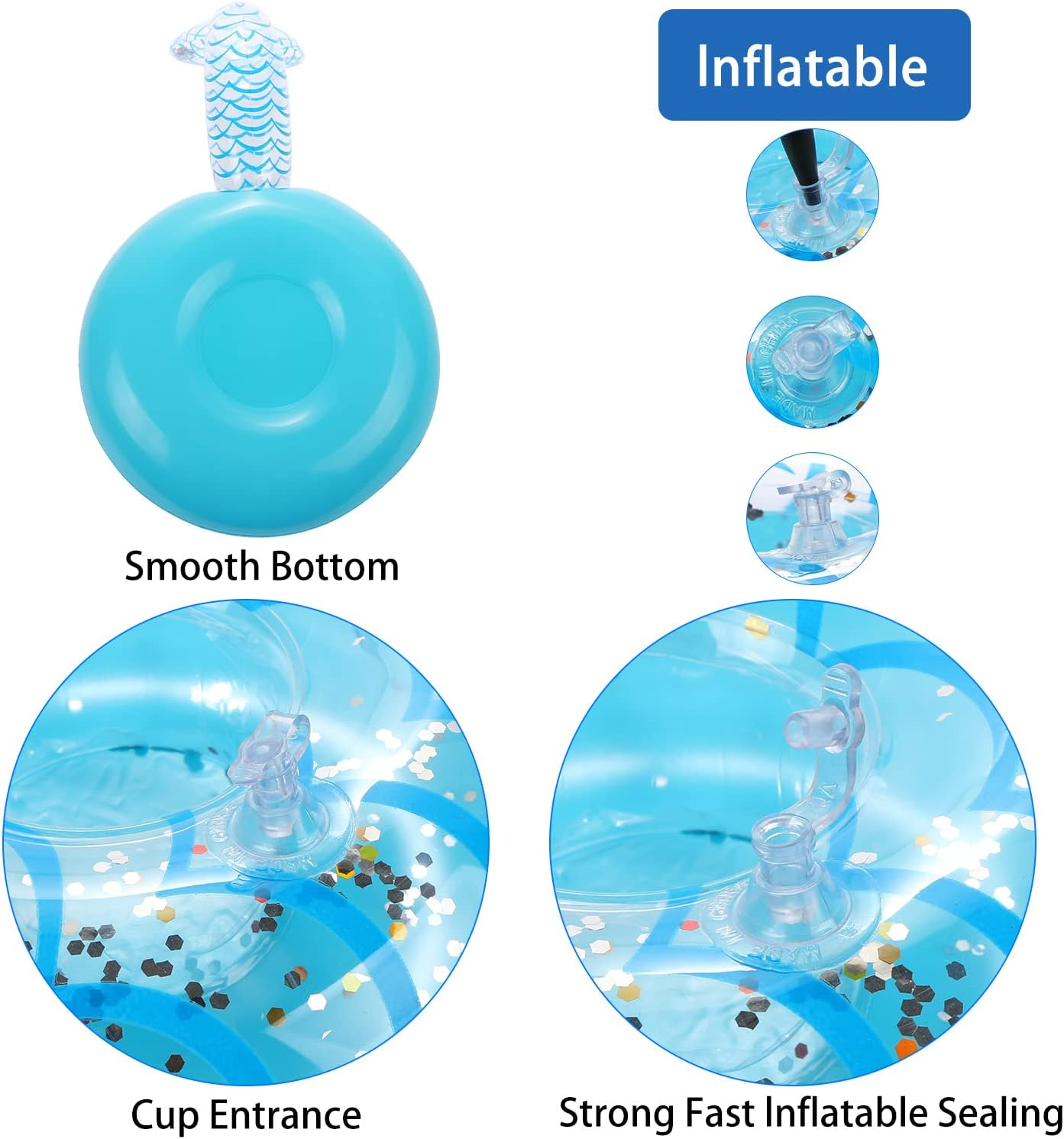 6 Pack Mermaid Inflatable Drink Holder, LIYDE Drink Floaties Floating Drink Holder for Swimming Pool Drink Holder for Pool Party Pool Accessories for Adults image number 5