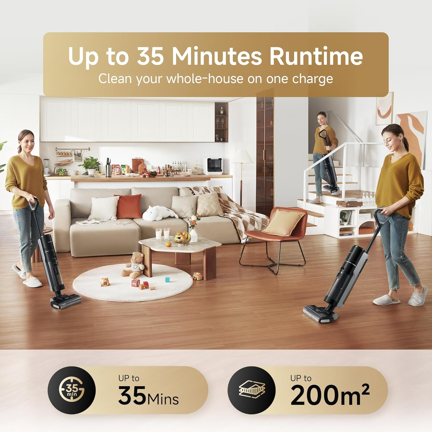 Dreame H12 Pro Cordless Wet Dry Vacuum Cleaner, Hot Air Drying, Self-Cleaning, Dual-Sided Edge Cleaning, Smart Messes Detection, 35Min Long Runtime, Smart Floor Washer for Hard Floors - H12 Pro image number 5