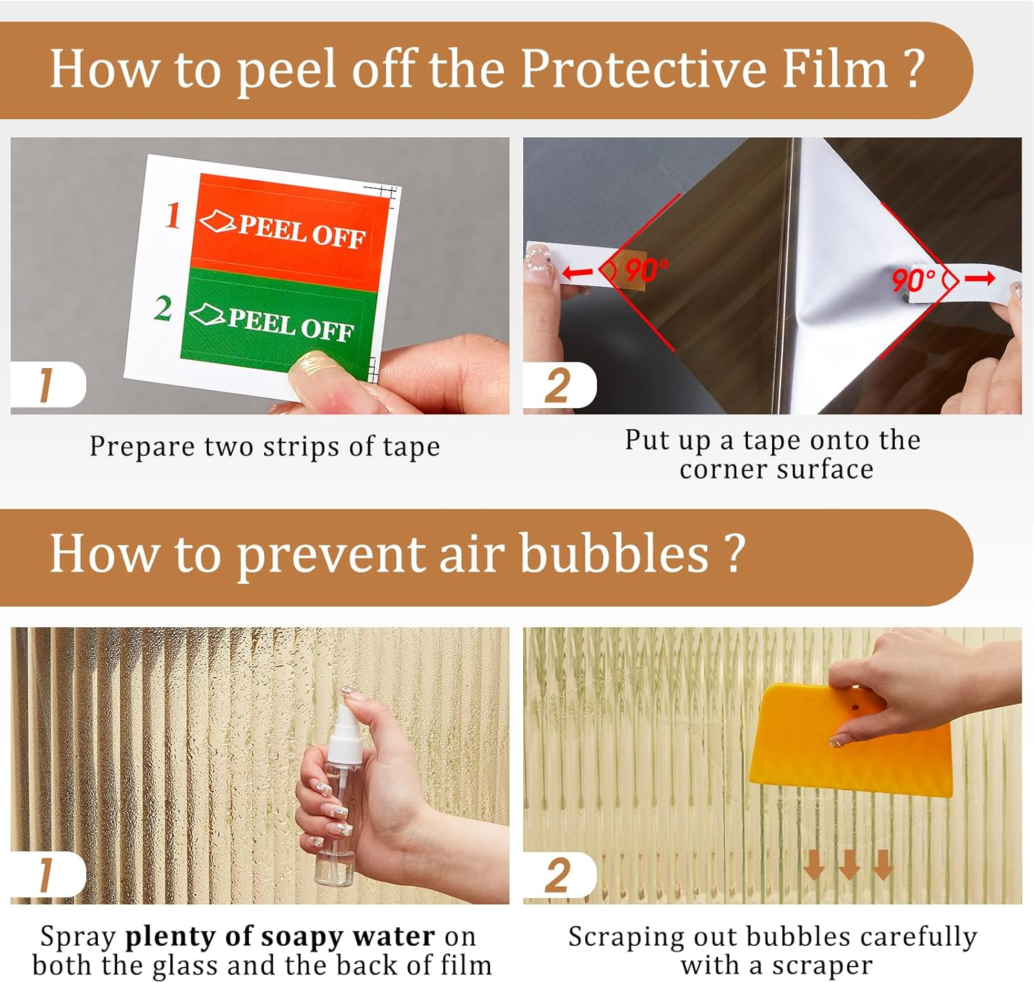 Beautyhero Window Privacy Film, Stained Glass 3D Reeded Frosted Stickers for Bathroom, Adhesive Decorative UV Blocking, 23.6X78.7 In image number 1