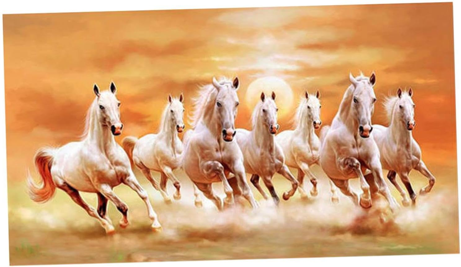 Seven Lucky Running Horses Wall Art Artwork Unframed Style Birthday Gift Animal Painting Canvas Print Picture for Office, 20Cmx40Cm image number 6