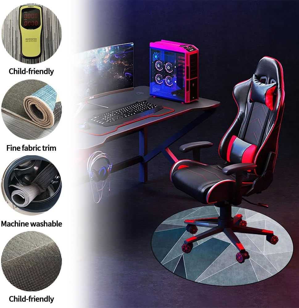 TOMVAES Office Chair Mat for Carpet/Hardwood Floors,120X120Cm Anti-Slip Desk Chair Mat, Highly Quality Computer Chair Mat for Rolling Chair, Multi-Purpose Floor Protector for Home Office (Blue) image number 6