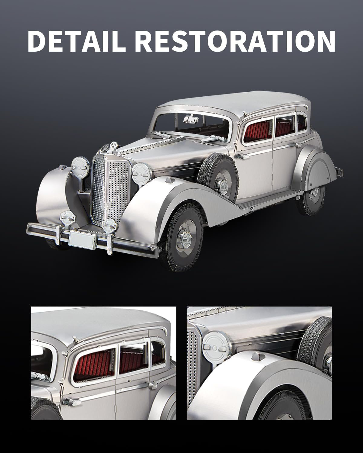 Piececool 3D Puzzles for Adults, Bulletproof Sedan 770K Model Kits Building, Car Model DIY Puzzle Set, Christams Gifts -154 Pcs image number 6