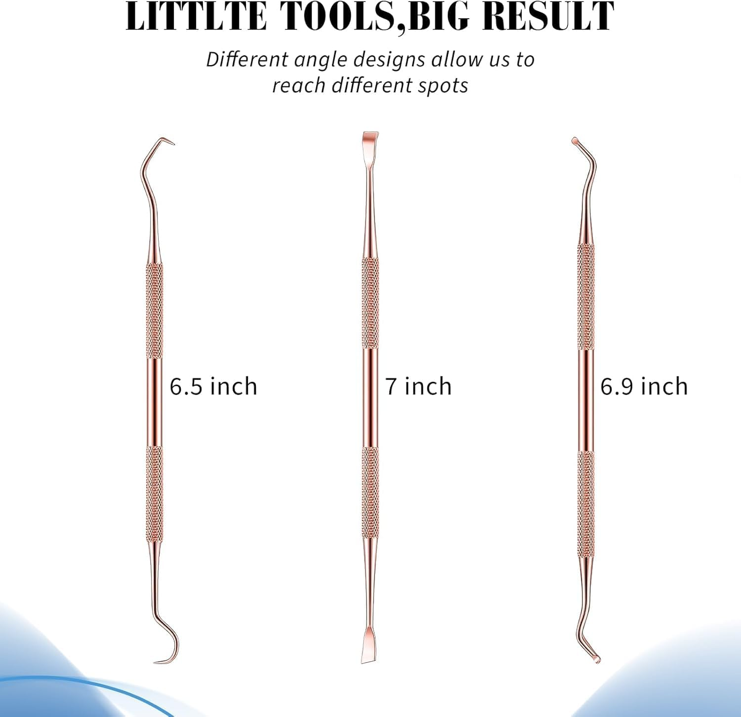 3 Pieces Dog Dental Tooth Scaler and Scraper Stainless Double Headed Tarter Removing Tool Scraper Pet Teeth Cleaning Tools for Dog and Cat (Rose Gold) image number 2