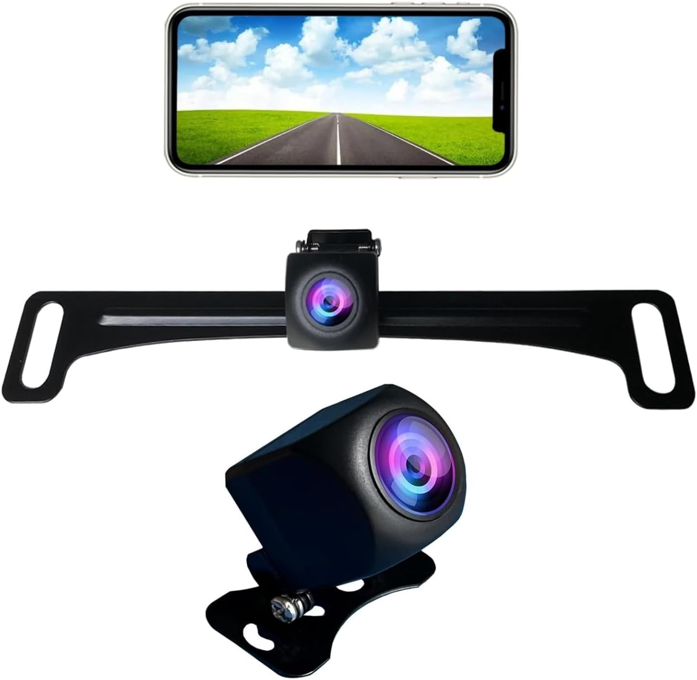 Wifi Reversing Camera Dash Cam, Wide-Angle Starlight Night Vision, Car Rear View Camera Mini Body, Water-Proof Tachograph for Iphone and Android