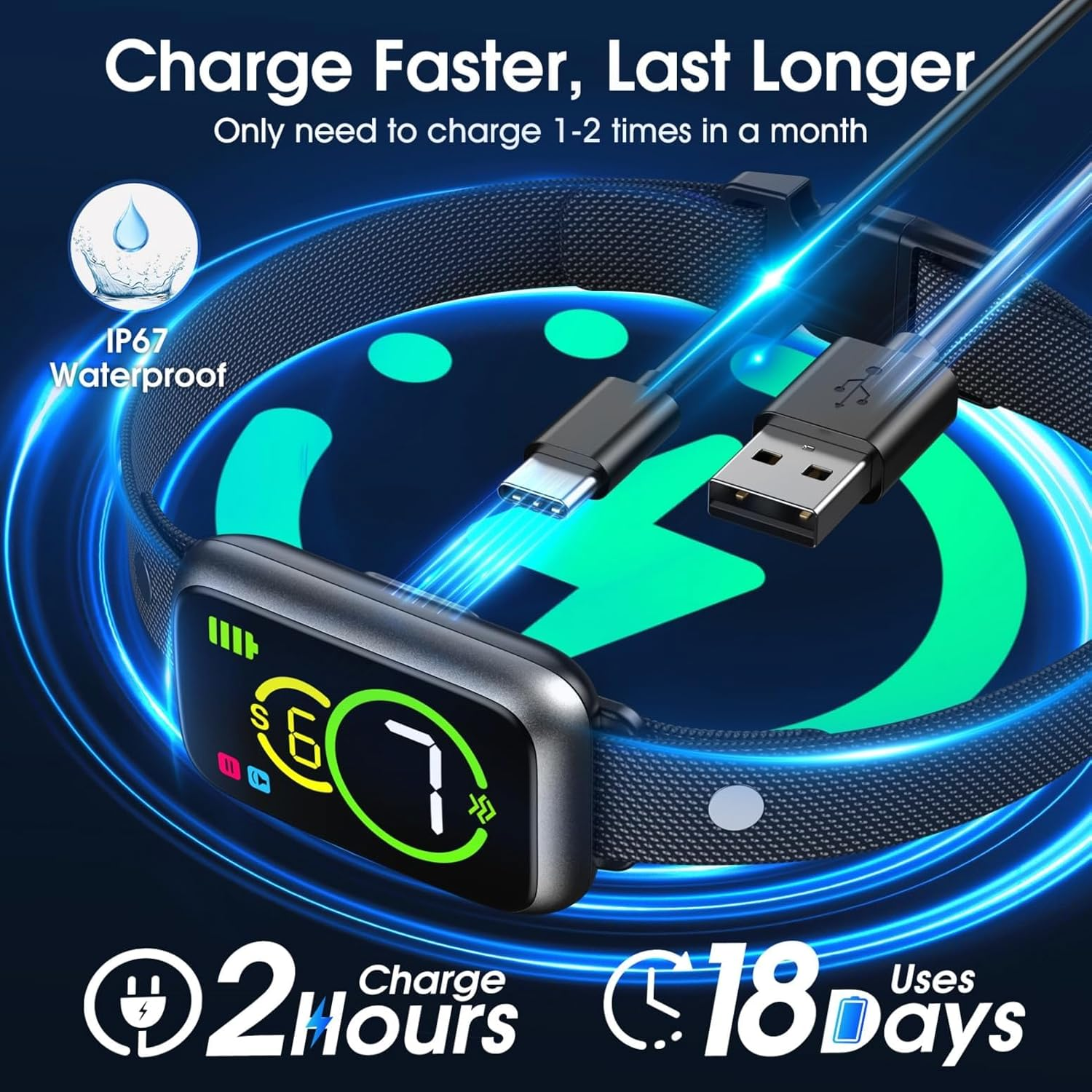 Bark Collar, Smart Dog Barking Collar, Automatic Dog Training Collar for Small Dogs 5-15Lbs, Medium, Large Dogs, Humane Stop Anti-Barking with Beep, Vibration & 7 Adjustable Sensitivity, IP67 Black image number 4