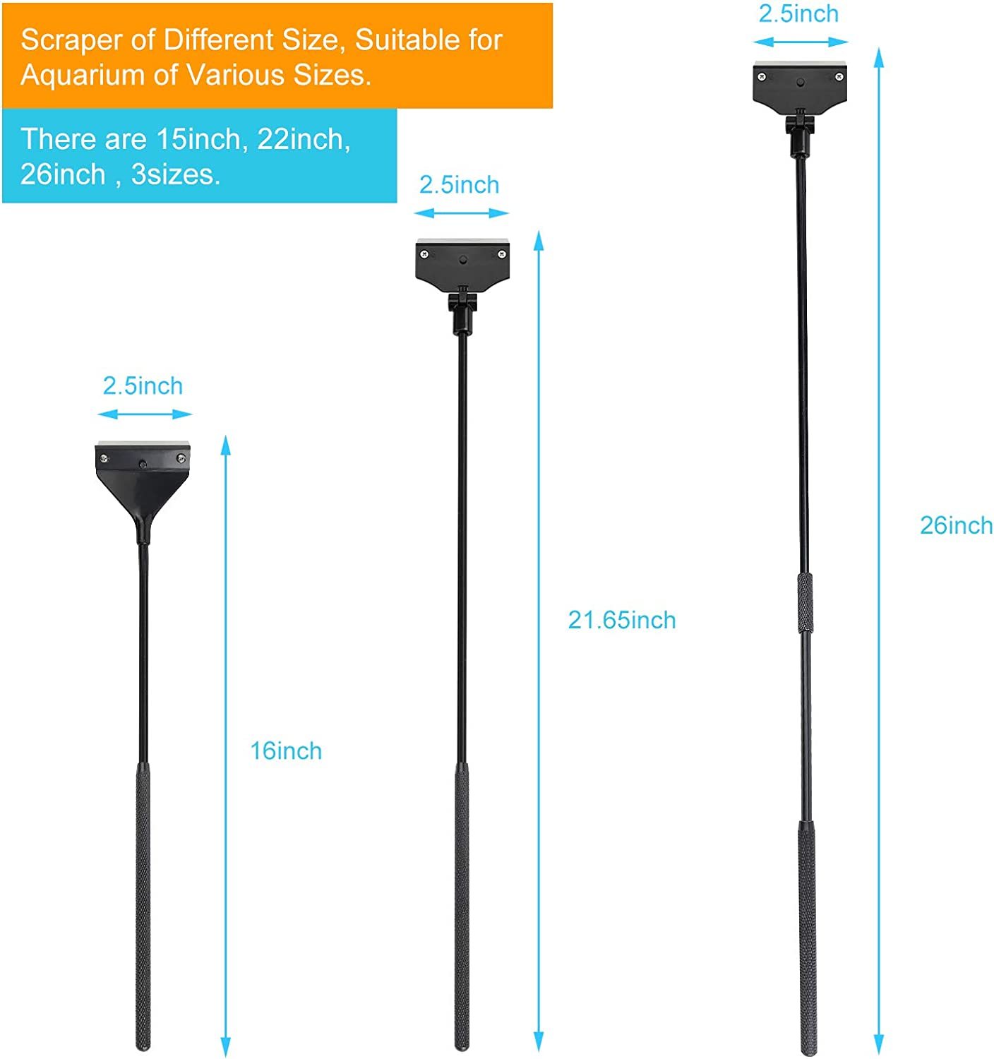 SINLASA Algae Scraper for Glass Aquariums, Fish Tank Cleaner, Aquarium Algae Scrapers with 10 Stainless Steel Blades. image number 4