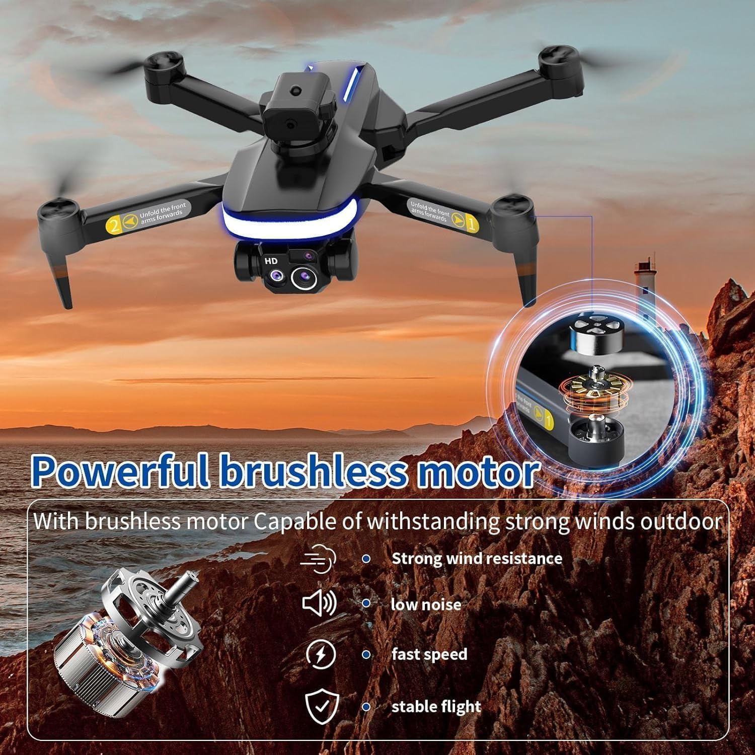 B-Qtech Mini Drone with 4K Camera, RC Foldable Wifi Drone, 2 Batteries, 360&deg; Obstacle Avoidance, Easy to Fly Kids Gifts Toys for Boys and Girls image number 3