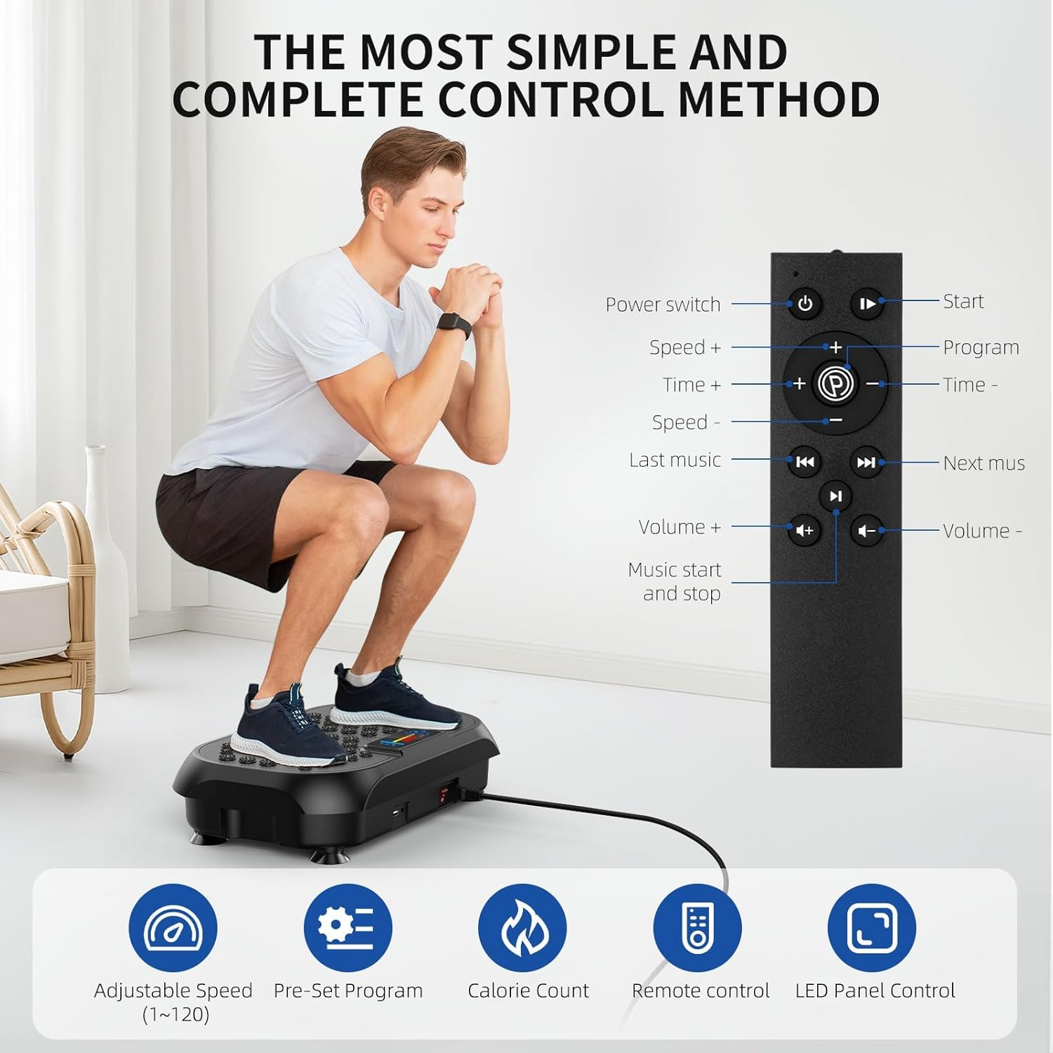 Vibration Plate Exercise Machine, Vibration Plate for Lymphatic Drainage, Whole Body Vibrating Plate Exercise Machine, Waver Vibration Plate High-Intensity Fitness Equipment for Weight Loss image number 4
