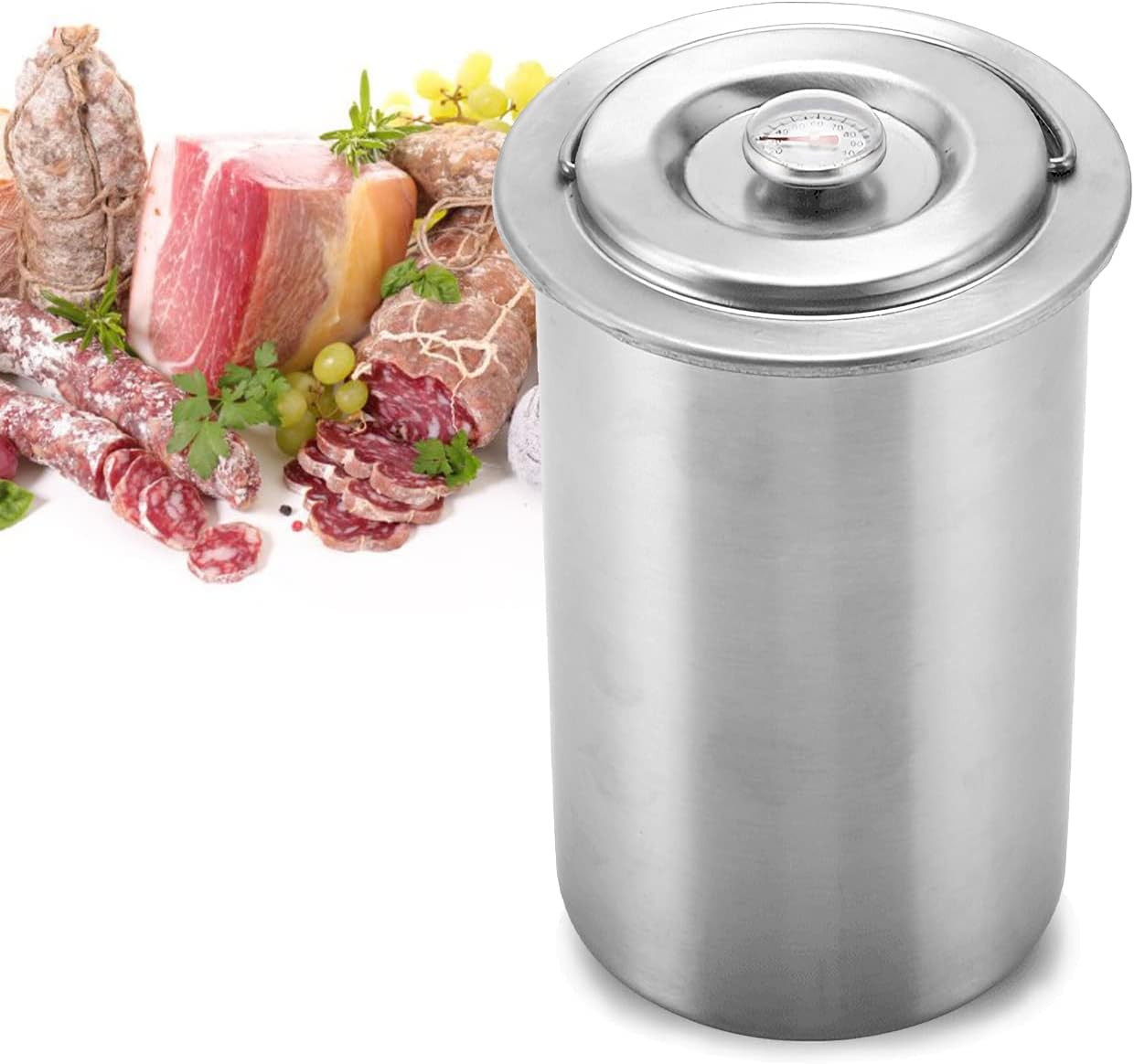 Roseflower Press Ham Maker, Ham Maker Meat Press Tool Stainless Steel Meat Press with Thermometer for Making Homemade Deli Meat, Size: 10 * 10 * 18Cm image number 2