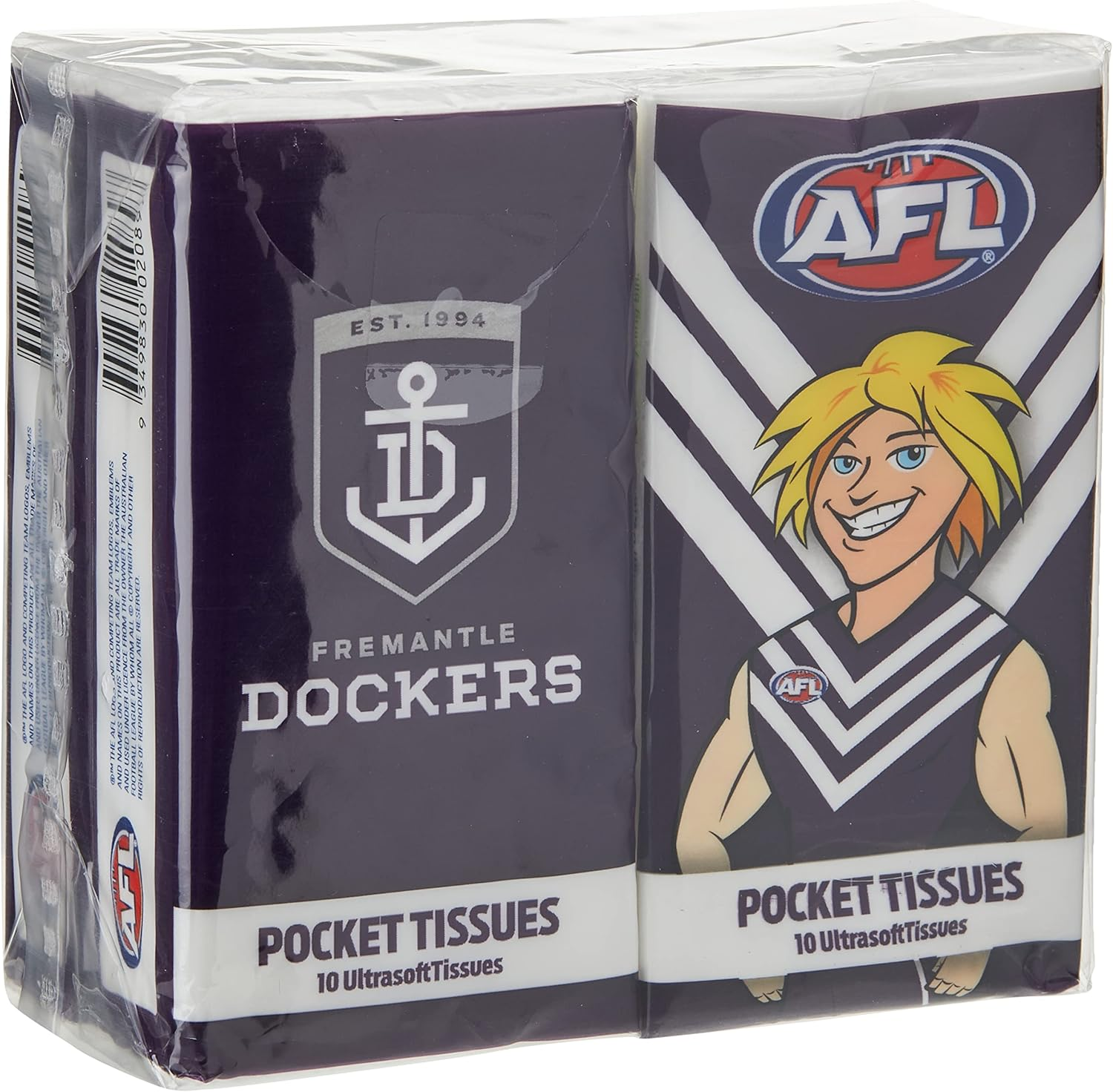 AFL Freo Mascot Pocket Tissues (Pack of 4) image number 1