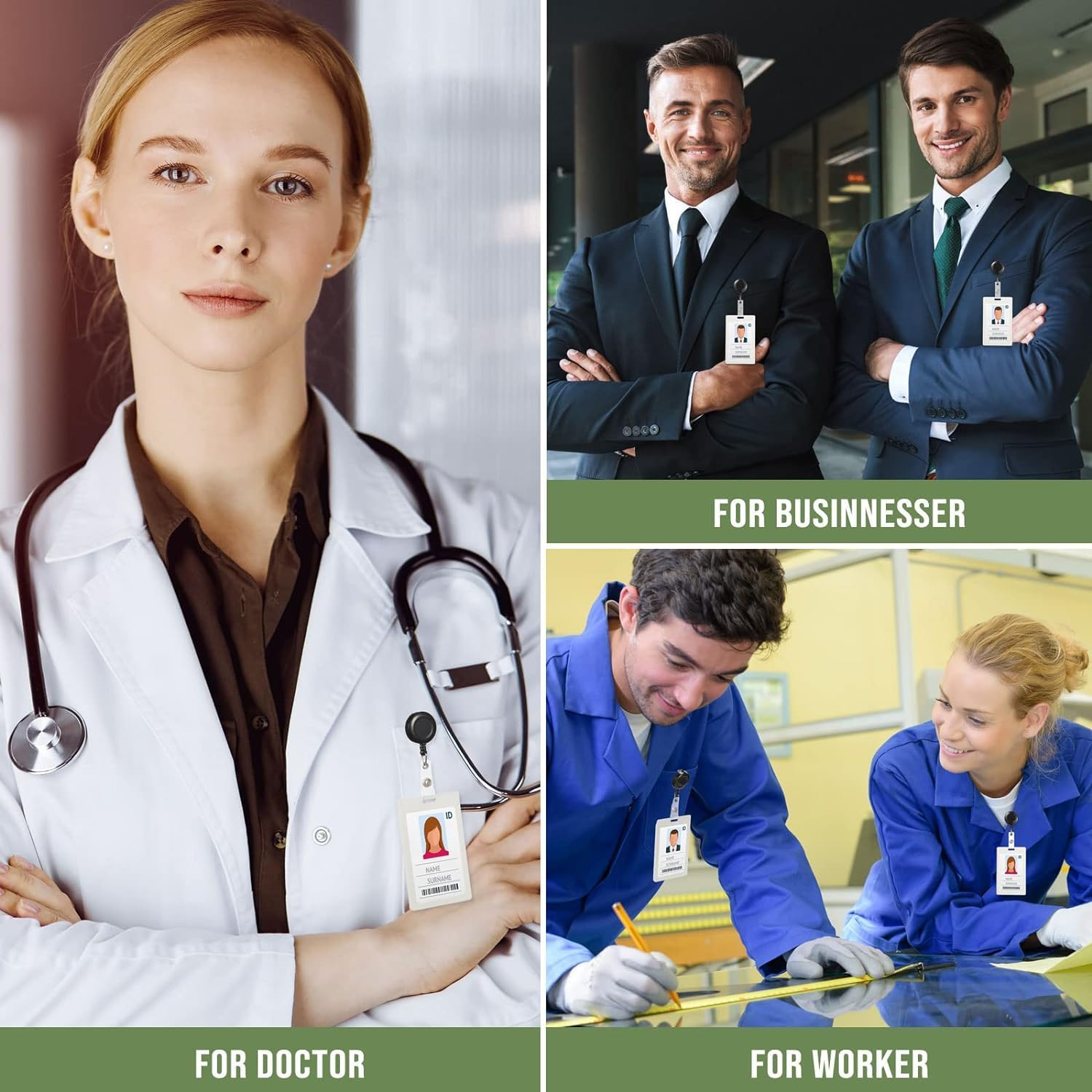 20 PCS Retractable Badge Holders,Id Badge Clip,Retractable Key Chain,Multifunctional Retractable ID Badge Name Tag Holder for Office Worker,Doctor Nurse,Teacher image number 1