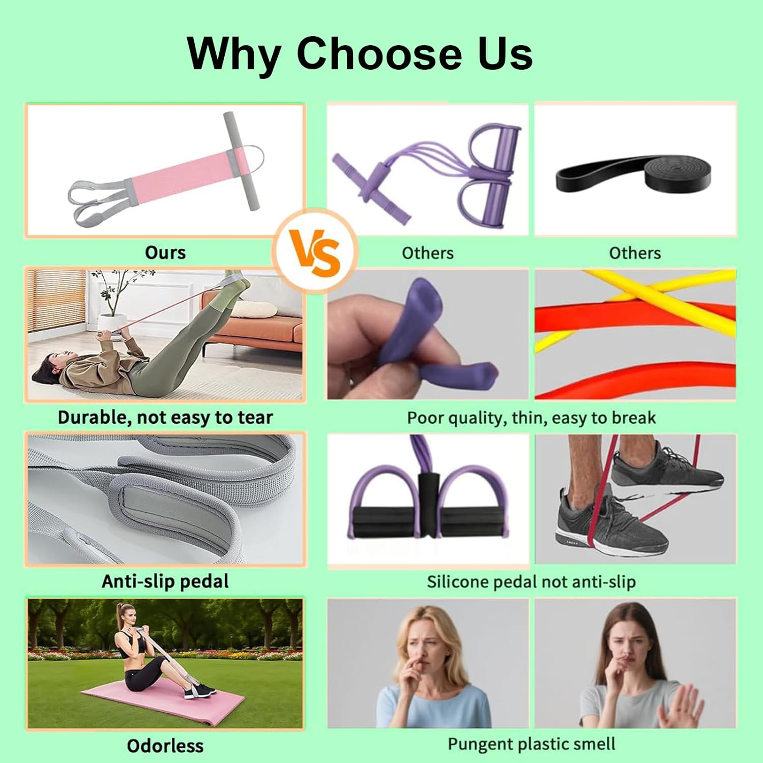 Fabric Resistance Band with Handles, Non-Slip Elastic Band for Strength and Muscle Training, Stretching Band Fitness Equipment Suitable for Legs, Arms, Chest, Core, Wrists, and Ankles. image number 6