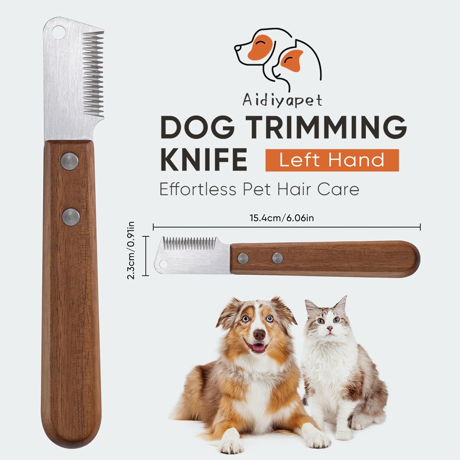 Dog Trimming Knife Stripping Knife Ergonomic Undercoat Top Hair Trim Knife Made of Hardened and Ground Stainless Steel with Ergonomically Shaped (Brown) - Right image number 2