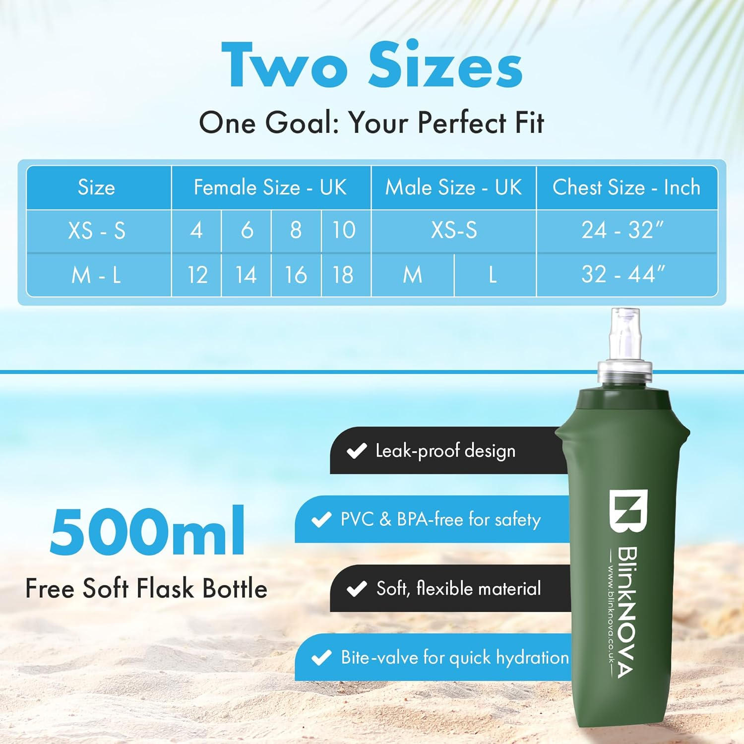 Running Vest for Women & Men | Lightweight Reflective Hydration Vest with Adjustable Waistband & Collapsible Water Bottle | Hydration Pack (Front Buckle Design ) image number 5